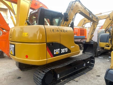 2020 Caterpillar 307D mini excavator, rear three-quarter view