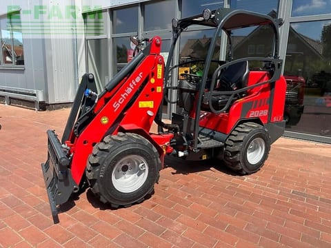 2024 Schäffer 2028 SLT mini excavator, front three-quarter view