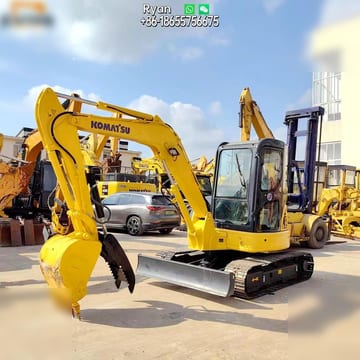 Komatsu PC55MR-2 mini excavator, front three-quarter view