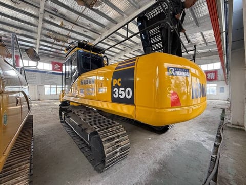 2024 Komatsu PC350 crawler excavator, rear three-quarter view