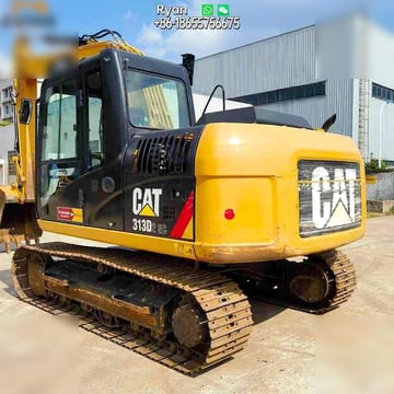 2020 Caterpillar 313D2 GC crawler excavator, rear three-quarter view