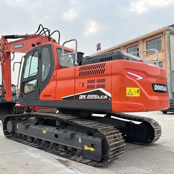 2019 Doosan DX225LCA crawler excavator, rear three-quarter view