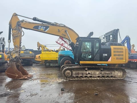 2012 Caterpillar 329EL crawler excavator, side profile view