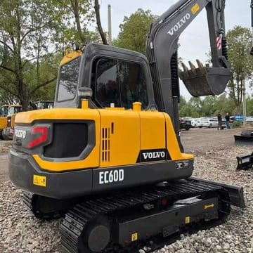 2018 Volvo EC60D mini excavator, rear three-quarter view