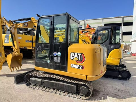 2020 Caterpillar 306E2 mini excavator, rear three-quarter view