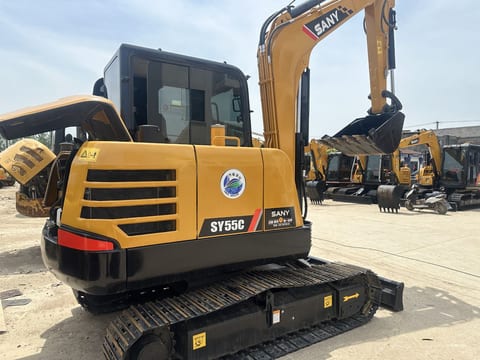 2023 Sany SY55C mini excavator, rear three-quarter view