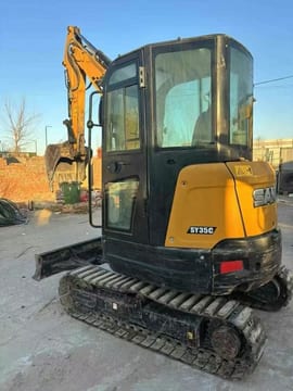 2018 Sany SY35C mini excavator, rear three-quarter view