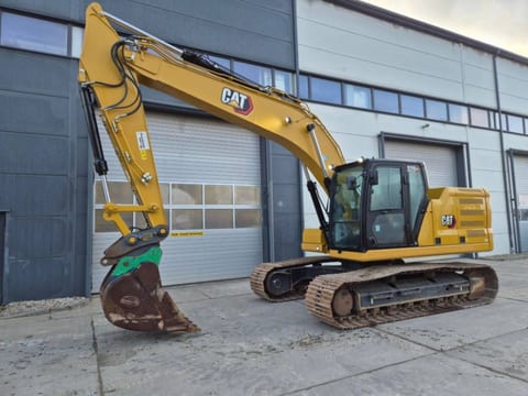 2023 Caterpillar 320GC crawler excavator, side profile view