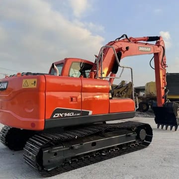 2020 Doosan DX140LC-9C crawler excavator, rear three-quarter view