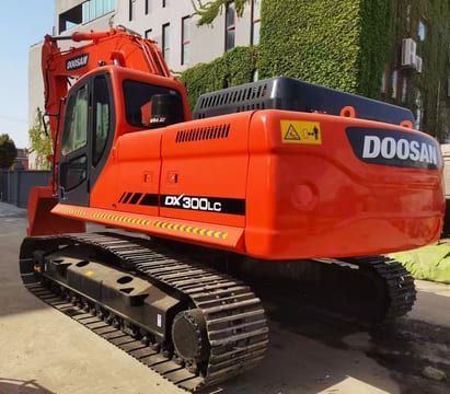 2023 Doosan DX300LC crawler excavator, rear three-quarter view