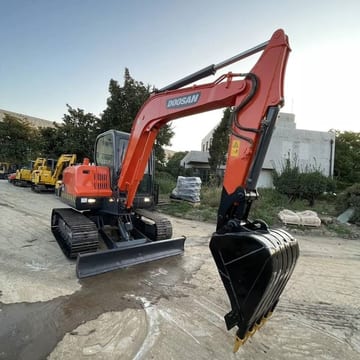 2022 Doosan DX60 mini excavator, front three-quarter view