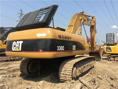 2018 Caterpillar 330C crawler excavator, rear three-quarter view