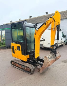 2021 JCB 16C-1 mini excavator, front three-quarter view