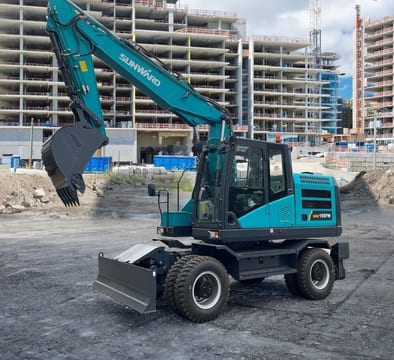 Sunward SWE155FW wheel excavator, side profile view Sunward SWE155FW wheel excavator, side profile view