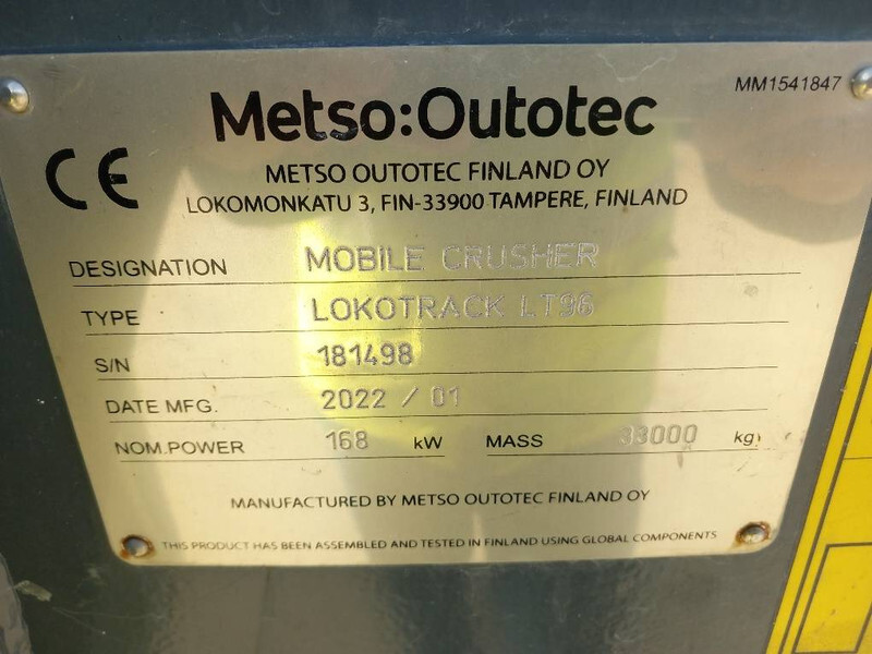 Jaw crusher Metso Lokotrack LT 96