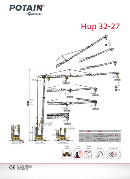 Self-erecting tower crane Potain HUP 32-27