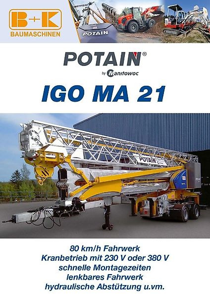 Self-erecting tower crane Potain IGO MA 21