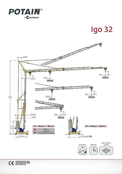 Self-erecting tower crane Potain IGO 32