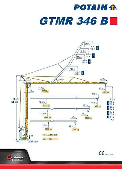 Self-erecting tower crane Potain GTMR 346 B